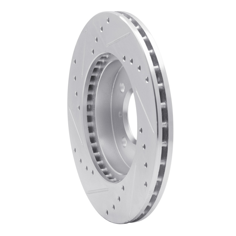 Nissan APRio Brake Rotor (1) - Front Right - R1 Concepts - Drilled & Slotted - Silver - `02-`11